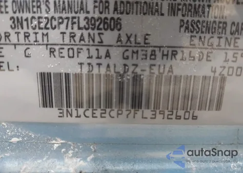 2015 Nissan Versa Note Sv z USA, uszkodzony, nr VIN 3N1CE2CP7FL392606